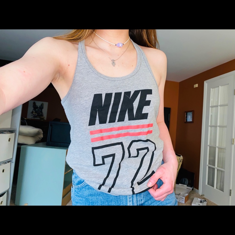 Retro Nike cotton tank top in gray (: